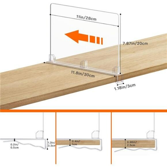 Clear Acrylic Shelf Dividers Closet Organizer 8 Pack Purse Towel Blanket Storage - Picture 2 of 8